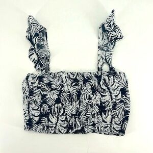 UEC BeBe navy & white smocked crop top ruffled straps size XS